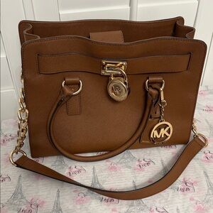 Michael Kors Tan Satchel with Gold Accents